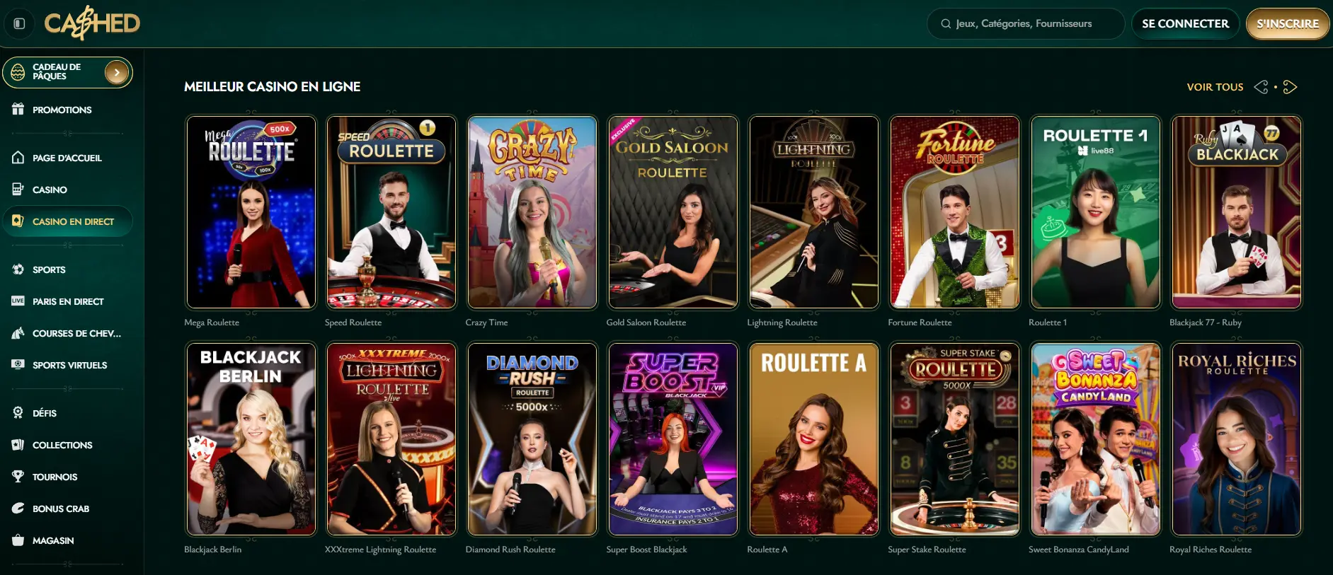 Jeux avec croupiers en direct